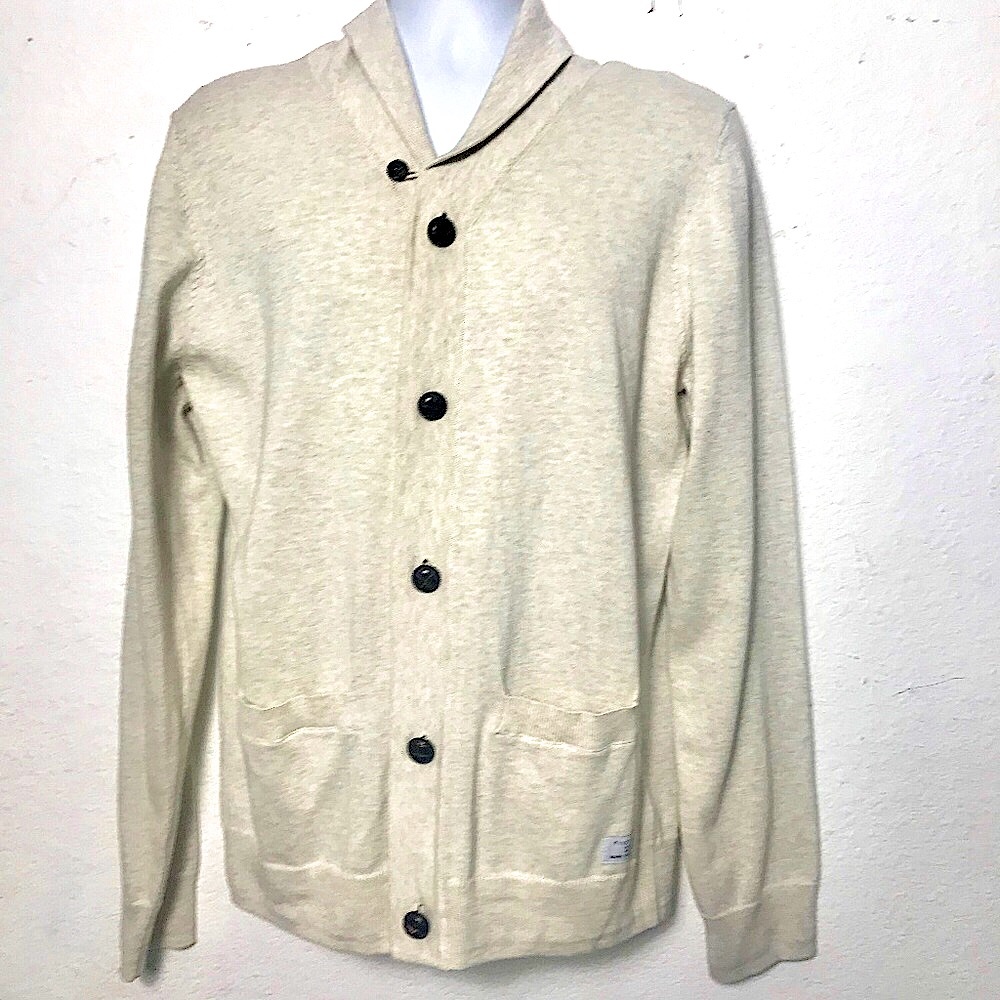 Men’s Five Four Mark McNairy Cardigan Sweater Beige Size Medium